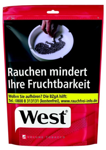 West Red Volume Tobacco Zip Bag Zigarettentabak